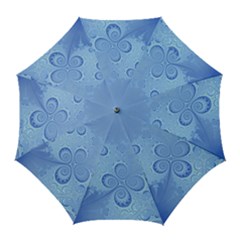 Light Blue Intricate Swirls Pattern Golf Umbrellas by SpinnyChairDesigns