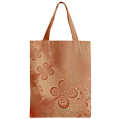 Coral Peach Intricate Swirls Pattern Zipper Classic Tote Bag by SpinnyChairDesigns
