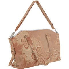 Coral Peach Intricate Swirls Pattern Canvas Crossbody Bag by SpinnyChairDesigns