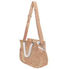 Coral Peach Intricate Swirls Pattern Rope Handles Shoulder Strap Bag by SpinnyChairDesigns