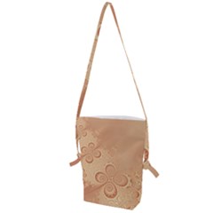 Coral Peach Intricate Swirls Pattern Folding Shoulder Bag by SpinnyChairDesigns