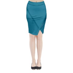 Mosaic Blue Pantone Solid Color Midi Wrap Pencil Skirt by FlagGallery