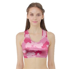 Camo Pink Sports Bra With Border by MooMoosMumma