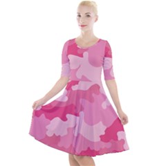 Camo Pink Quarter Sleeve A-line Dress