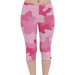 Camo Pink Velvet Capri Leggings  by MooMoosMumma