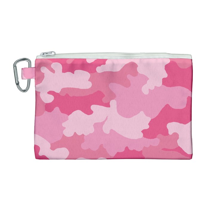 Camo Pink Canvas Cosmetic Bag (Large)