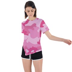 Camo Pink Asymmetrical Short Sleeve Sports Tee by MooMoosMumma