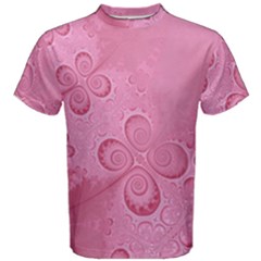 Pink Intricate Swirls Pattern Men s Cotton Tee by SpinnyChairDesigns