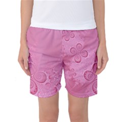 Pink Intricate Swirls Pattern Women s Basketball Shorts by SpinnyChairDesigns