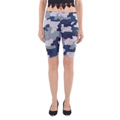 Camo Blue Yoga Cropped Leggings by MooMoosMumma