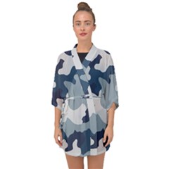 Camo Blue Half Sleeve Chiffon Kimono by MooMoosMumma