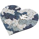 Camo Blue Wooden Puzzle Heart View2