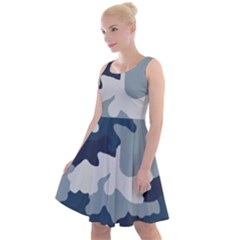 Camo Blue Knee Length Skater Dress by MooMoosMumma