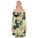 Camo Green Off Shoulder Skater Dress View1