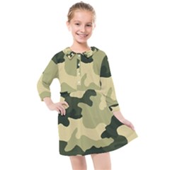 Camo Green Kids  Quarter Sleeve Shirt Dress by MooMoosMumma