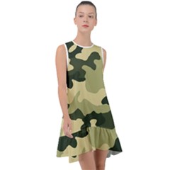 Camo Green Frill Swing Dress by MooMoosMumma