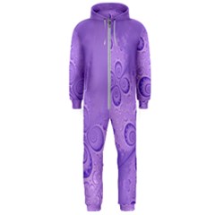 Purple Intricate Swirls Pattern Hooded Jumpsuit (men)  by SpinnyChairDesigns