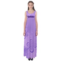 Purple Intricate Swirls Pattern Empire Waist Maxi Dress by SpinnyChairDesigns