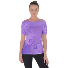 Purple Intricate Swirls Pattern Shoulder Cut Out Short Sleeve Top by SpinnyChairDesigns