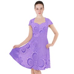 Purple Intricate Swirls Pattern Cap Sleeve Midi Dress by SpinnyChairDesigns