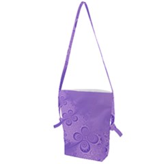 Purple Intricate Swirls Pattern Folding Shoulder Bag by SpinnyChairDesigns