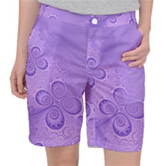 Purple Intricate Swirls Pattern Pocket Shorts by SpinnyChairDesigns