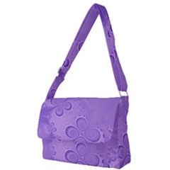 Purple Intricate Swirls Pattern Full Print Messenger Bag (l) by SpinnyChairDesigns