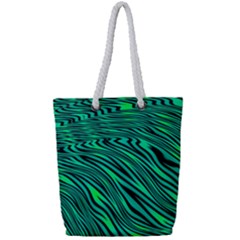 Black And Green Abstract Stripes Pattern Full Print Rope Handle Tote (small) by SpinnyChairDesigns