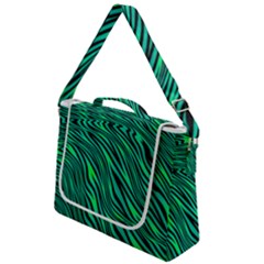 Black And Green Abstract Stripes Pattern Box Up Messenger Bag by SpinnyChairDesigns