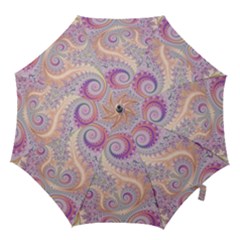 Pastel Pink Intricate Swirls Spirals  Hook Handle Umbrellas (large) by SpinnyChairDesigns