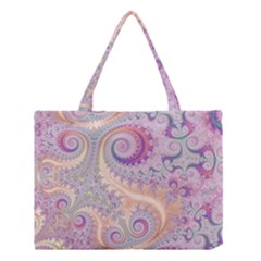 Pastel Pink Intricate Swirls Spirals  Medium Tote Bag by SpinnyChairDesigns
