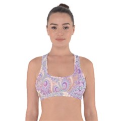 Pastel Pink Intricate Swirls Spirals  Cross Back Sports Bra by SpinnyChairDesigns