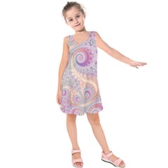 Pastel Pink Intricate Swirls Spirals  Kids  Sleeveless Dress