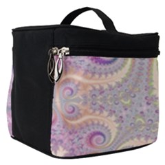 Pastel Pink Intricate Swirls Spirals  Make Up Travel Bag (small) by SpinnyChairDesigns