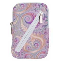 Pastel Pink Intricate Swirls Spirals  Belt Pouch Bag (large) by SpinnyChairDesigns