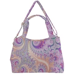 Pastel Pink Intricate Swirls Spirals  Double Compartment Shoulder Bag by SpinnyChairDesigns
