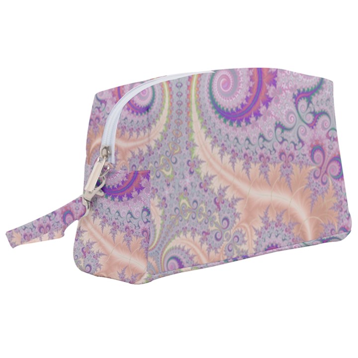 Pastel Pink Intricate Swirls Spirals  Wristlet Pouch Bag (Large)
