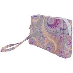 Pastel Pink Intricate Swirls Spirals  Wristlet Pouch Bag (small) by SpinnyChairDesigns
