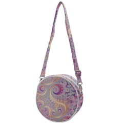 Pastel Pink Intricate Swirls Spirals  Crossbody Circle Bag by SpinnyChairDesigns