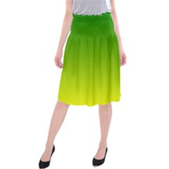 Avocado Ombre Green Yellow Gradient Midi Beach Skirt by SpinnyChairDesigns