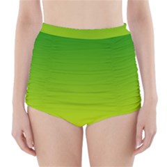 Avocado Ombre Green Yellow Gradient High-waisted Bikini Bottoms by SpinnyChairDesigns