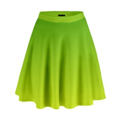 Avocado Ombre Green Yellow Gradient High Waist Skirt by SpinnyChairDesigns