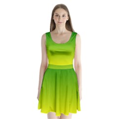 Avocado Ombre Green Yellow Gradient Split Back Mini Dress  by SpinnyChairDesigns