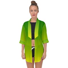 Avocado Ombre Green Yellow Gradient Open Front Chiffon Kimono by SpinnyChairDesigns