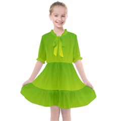 Avocado Ombre Green Yellow Gradient Kids  All Frills Chiffon Dress by SpinnyChairDesigns