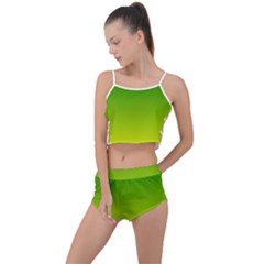 Avocado Ombre Green Yellow Gradient Summer Cropped Co-ord Set by SpinnyChairDesigns