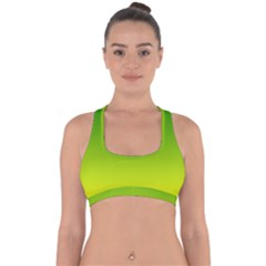 Avocado Ombre Green Yellow Gradient Cross Back Hipster Bikini Top  by SpinnyChairDesigns