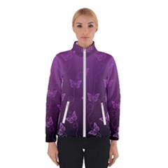 Purple Butterflies Pattern Winter Jacket by SpinnyChairDesigns