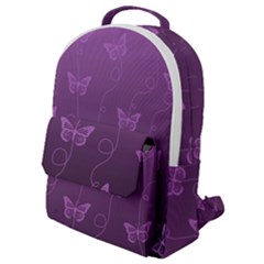 Purple Butterflies Pattern Flap Pocket Backpack (small)