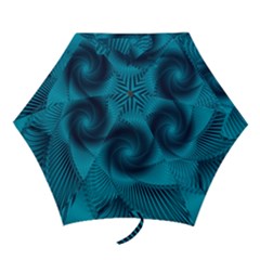Cerulean Blue Pinwheel Floral Design Mini Folding Umbrellas by SpinnyChairDesigns